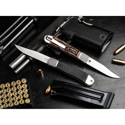 Нож складной автоматический Boker 01BP0029 Hidden Release Trapper Appaloosa Bone сталь D2, рукоять сталь/кость