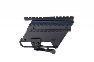 Кронштейн боковой быстросъемный с верхней планкой Weaver, боковой планкой Picatinny  (Сайга, Тигр) с армейским  зажимом (Аксион)