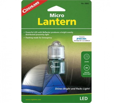 Мини-светильник походный COGHLANS Micro Lantern 0842 светодиод NICHIA, питание от 2шт.хCR2032
