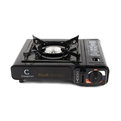 Плита газовая настольная "СЛЕДОПЫТ - Black" с переходником (PF-GST-N10)