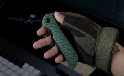 Нож складной Ruike P122-MG сталь Sandvik 14C28N, клинок BlackWash, рукоять зелёная Micarta, замок Liner-Lock