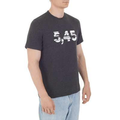 Футболка с принтом "5,45 new "; серая; короткий рукав; размер L (KKF000079)