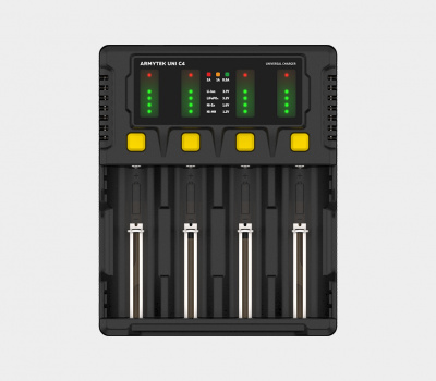 Зарядное устройство для аккумуляторных батарей Armytek Uni C4 Plug type C - универсал., до 4-ёх аккумуляторов, автоадаптер, до 2А.