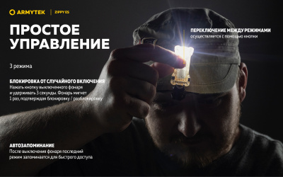 Фонарь налобный Armytek Zippy Extended Set Blue Белый 160 лм, встроенный аккумулятор Li-Pol 100mAh