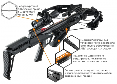 Арбалет блочный Ek Blade Plus цвет черный, c комплектацией, 43 кг, 104 м/с