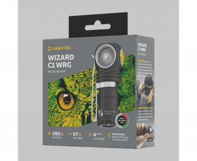 Фонарь налобный Armytek Wizard C1 WRG Белый/Красно-Зелёный, до 380 люменов, 1х18350 Li-Ion (F10601C)