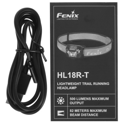 Фонарь налобный Fenix HL18RT свет 500 люмен, до 82 метров, 1 встроенный аккумулятор ARB-LP1300/3шт.xAAA