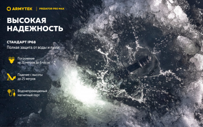 Фонарь тактический Armytek Predator Pro Max Белый свет / 3000 люменов / до 590 м / 1х21700 Li-Ion (F08201C)