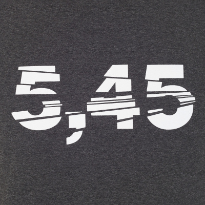 Футболка с принтом "5,45 new "; серая; короткий рукав; размер L (KKF000079)