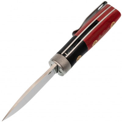 Нож складной REPTILIAN "Лесовик-01" сталь D2, рукоять красно-чёрная G10, замок Viroblock, Satin