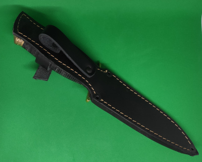 Нож Финка НКВД сталь N690, рукоять наборная кожа, литьё латунь