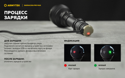 Фонарь поисковый Armytek Barracuda Pro Max Magnet USB Белый / 2800 лм / 1000 м /4°:55° / 21700 Li-Ion (F10501C)