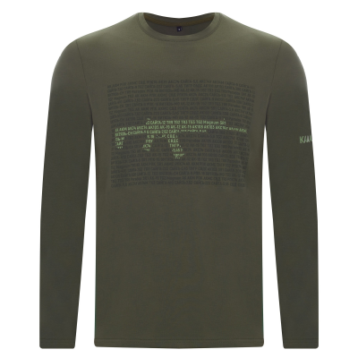 Лонгслив с принтом "Эволюция АК"; зеленый; разм. L  (KKL000047)