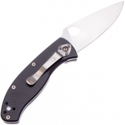 Нож складной Spyderco Tenacious C122CFP сталь 8Cr13MoV, рукоять чёрный Carbon, клинок Satin