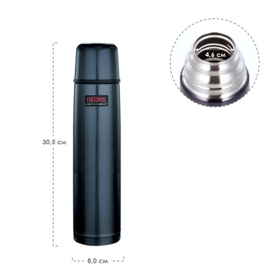 Термос для напитков THERMOS FBB-1000 BC Midnight Blue 0.1L, цв.синий, тепло/холод 18/24ч. (853288)