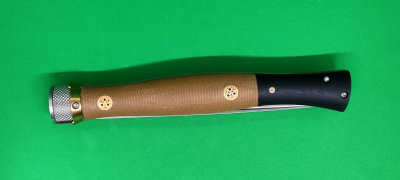 Нож складной REPTILIAN "Кабальеро-01" сталь D2, рукоять коричневая микарта/латунь, замок Viroblock