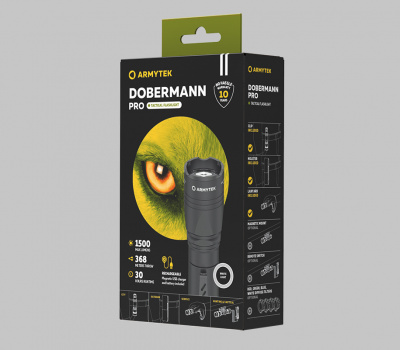 Armytek Dobermann Pro Magnet USB White Холодный свет 1500лм  F07501C