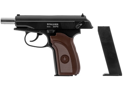 Пистолет страйкбольный Stalker SAPS Spring (ПМ) + имитатор ПБС кал.6 мм, металл, 80 м/с (SA-33071PS)