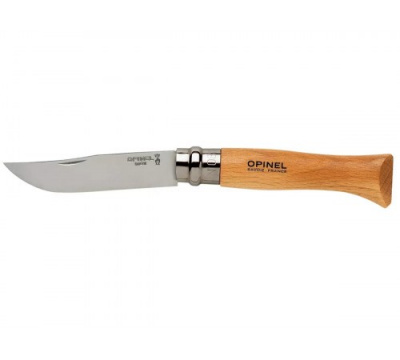 Нож хозяйственный Opinel 08 VRI - клинок 8 см, нержавеющая сталь Sandvik 12C27, рукоять бук, Viroblock (123080)