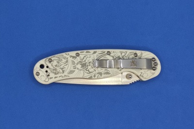 Нож складной Steel Claw "Rat01-2" сталь VG10, рукоять G10  принт на белом, замок Liner Lock