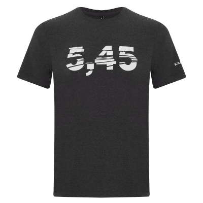 Футболка с принтом "5,45 new "; серая; короткий рукав; размер L (KKF000079)