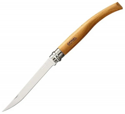 Нож филейный складной Opinel Slim Beech Effile №12 клинок 12 см, нержавеющая сталь Sandvik 12C27, рукоять бук, Viroblock (002560)