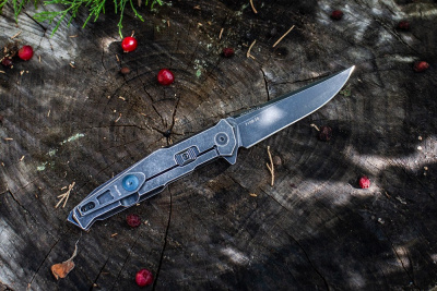 Нож складной Ruike P108-SB сталь Sandvik 14C28N, клинок Black Stonewash, рукоять 3Cr14N, замок Frame-Lock с Safety