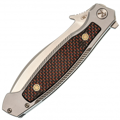 Нож складной REPTILIAN "Руна-03-1" сталь D2, рукоять Carbon/Сталь, замок Frame-Lock