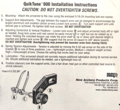 Полочка для блочного лука NAP Quiktune 800 RH (60-294)