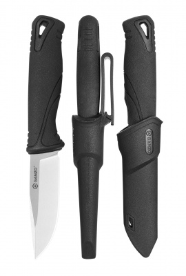 Нож с фиксированным клинком Ganzo G807-BK сталь 9Cr14MoV, рукоять пластик и резина, цвет чёрный