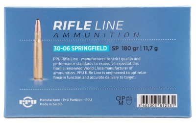 Патрон нарезной 30-06 PPU пуля SP, вес 11,7 г 