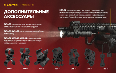 Фонарь тактический Armytek Viking Pro Max Белый / 5300лм / 355 м /13°:81°/ 21700 Li-Ion (в комплекте) (F08301C)